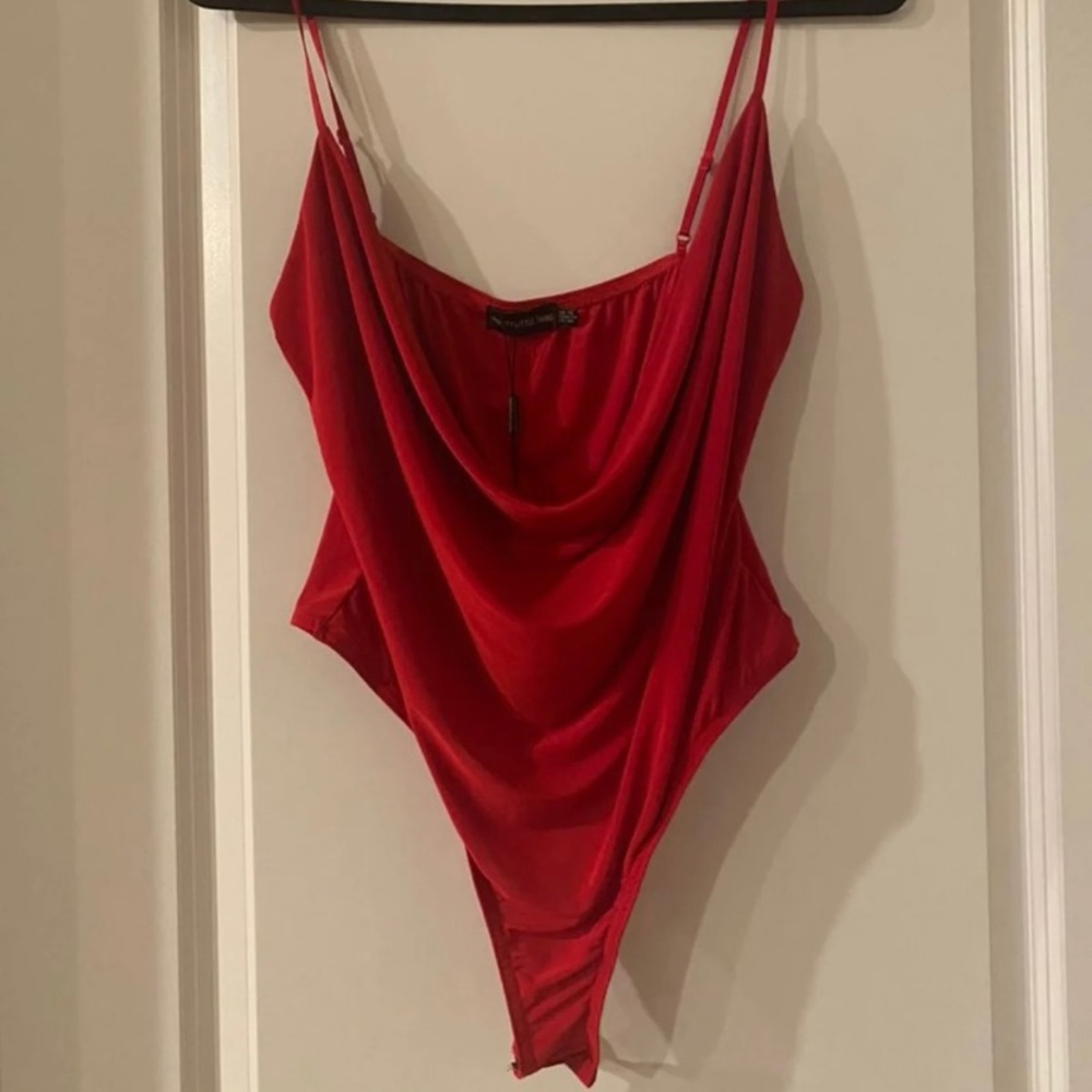 Red bodysuit with clasps